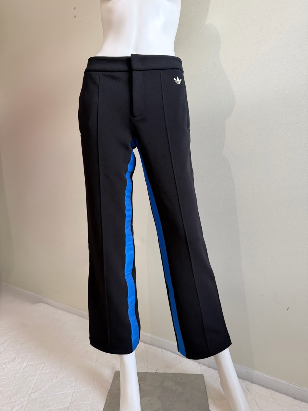adidas Black Joggers with Blue Inner Leg Stripe